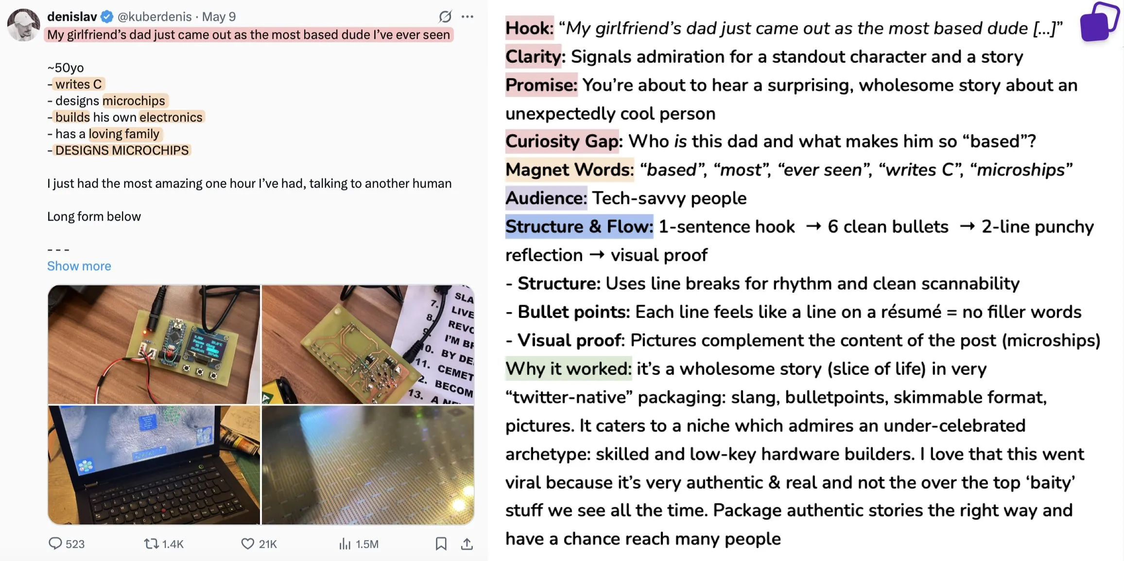 Example of effective visual content on X
